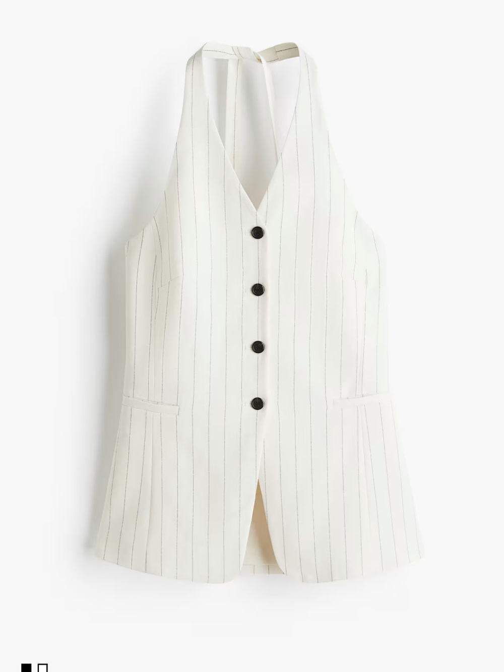 H&M Cream Pinstripe Button-Front Sleeveless Vest Top